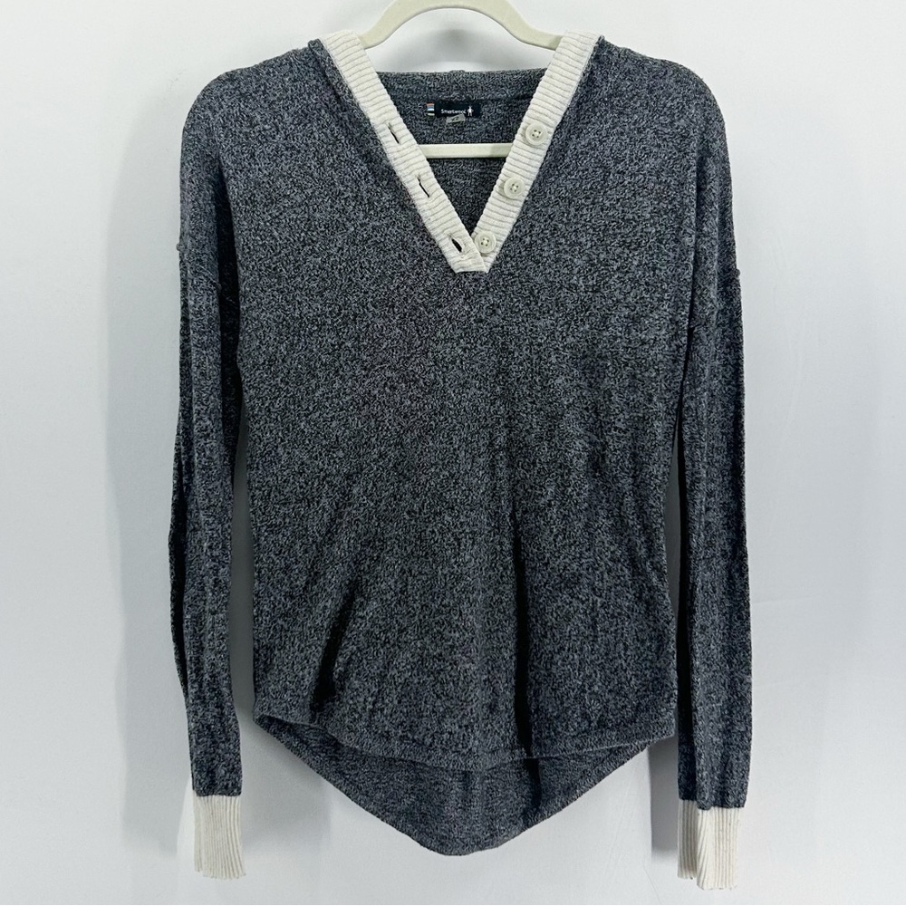 Smartwool Grey Marled Merino Wool Blend Hooded Sweater X-Small